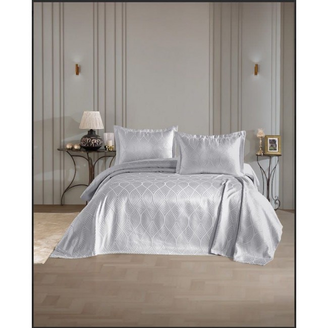 Покрывало EFOR Pique Bedspread SERENA (240*260) с наволочками серый GRI