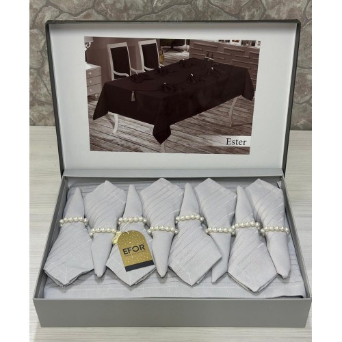 Скатерть EFOR ESTER 160*220 8 салф ранер серый GRI