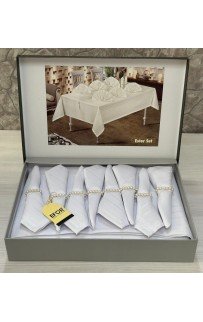 Скатерть EFOR ESTER 160*220 8 салф ранер белый BEYAZ