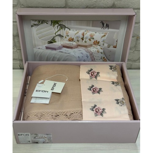 КПБ EFOR COTTONI с вафельным покрывалом 220*240, капучино (АС-04)