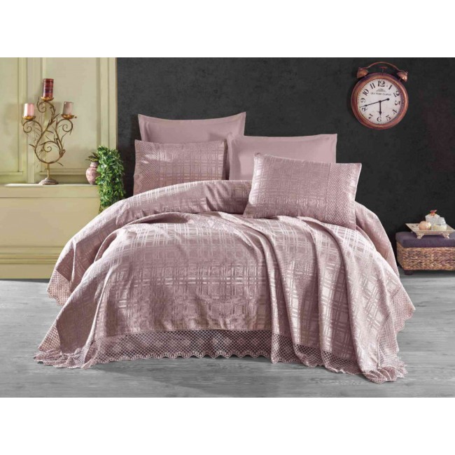 Покрывало EFOR (Gardines) с наволочками MILANO 240*260 пудровый PUDRA