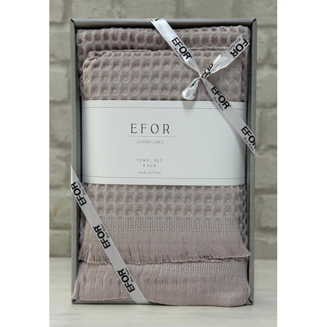 Набор вафельных полотенец EFOR из 2-х предметов (50*90 и 70*140) WAFFLE сиреневый LEYLAK коробка
