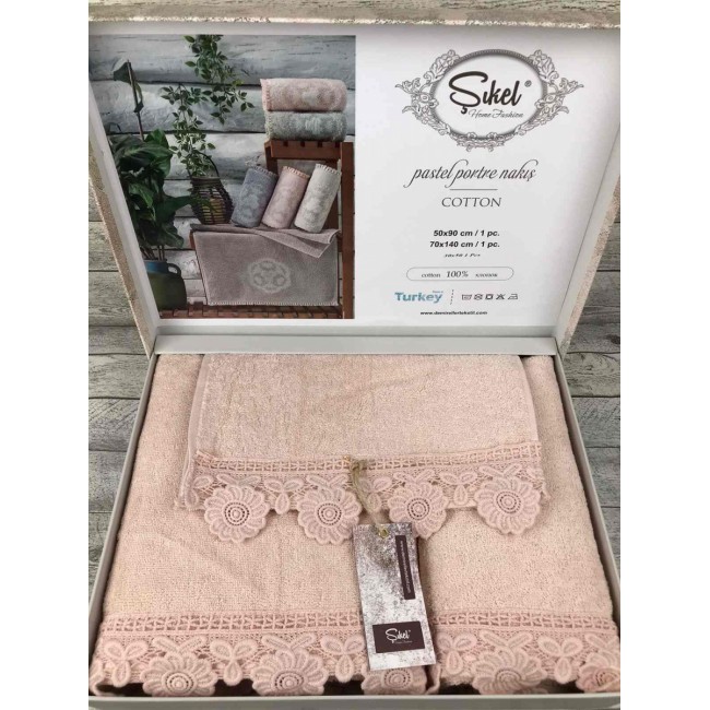 Набор полотенец SIKEL из 3-х предметов (30*50, 50*90 и 70*140) PAPATYA SOMON персик