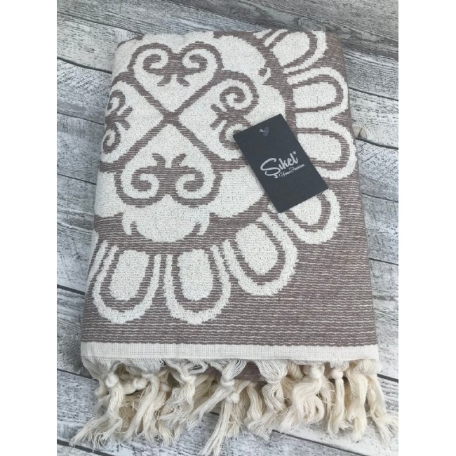 Пляжное полотенце пештемаль 100% хлопок Mandala кофейный (100*150)