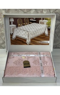 Скатерть EFOR DAMASK 160*220 гипюр пудровый PUDRA