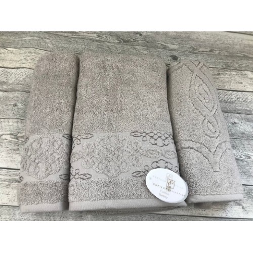 Набор полотенец PUPILLA PENANOPE хлопок 3 шт (50*80,50*90,70*140) темно-бежевый