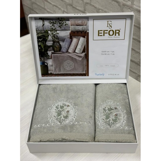 Набор полотенец EFOR из 2-х предметов (50*90 и 70*140) CICEK ARISI зеленый YESIL