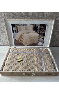 Покрывало EFOR в сундучке AHSEN 240*260 с наволочками (50*70) капучино (CAPI)