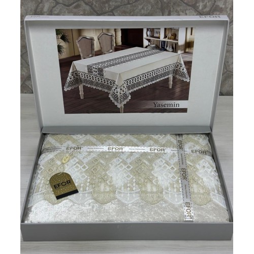 Скатерть EFOR YASEMIN 160*220 прямоугольная крем KREM