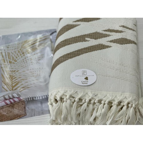 Пляжное полотенце пештемаль 100% хлопок Palmiye зеленый (90*170)