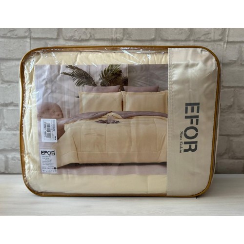 КПБ EFOR SATIN GRI/K.KREM с одеялом серый-шампань евро