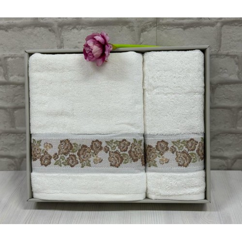 Набро полотенец EFOR из 2-х предметов (50*90.70*140) модель ROZALINA (кремовый) KREM