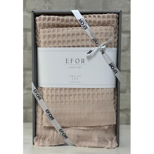 Набор вафельных полотенец EFOR из 2-х предметов (50*90 и 70*140) WAFFLE св-беж A.BEJ коробка