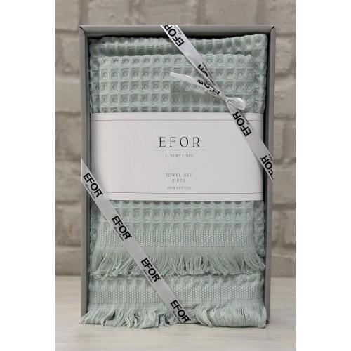 Набор вафельных полотенец EFOR из 2-х предметов (50*90 и 70*140) WAFFLE минтоловый MINT коробка