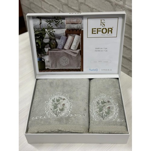 Набор полотенец EFOR из 2-х предметов (50*90 и 70*140) CICEK ARISI зеленый YESIL