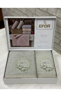 Набор полотенец EFOR из 2-х предметов (50*90 и 70*140) CICEK SEPETI зеленый YESIL