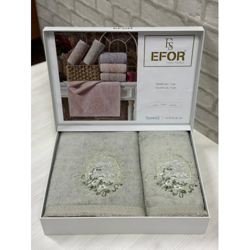 Набор полотенец EFOR из 2-х предметов (50*90 и 70*140) CICEK SEPETI зеленый YESIL