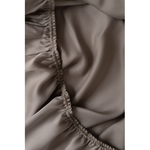 Простыня на резинке тенсель "БРИЛЛИАНТ" коричневый 200x200x40, GERMAN GRASS