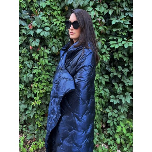 Дорожный плед-пончо пуховый Travel Cape Plaid Grass Navy 130х170