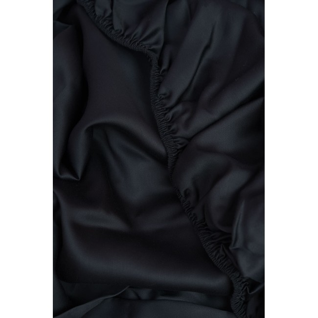 Простыня на резинке тенсель "БРИЛЛИАНТ" черный 180x200x40, GERMAN GRASS