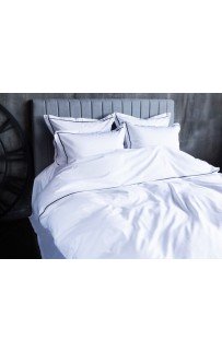 Пододеяльник "НОБИЛИС" белый с серой узкой отделкой 200x220, GERMAN GRASS