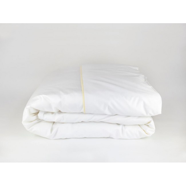 Пододеяльник "НОБИЛИС" белый с медовой узкой отделкой 200x220, GERMAN GRASS