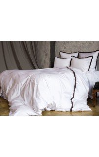 Пододеяльник "НОБИЛИС" белый с серой отделкой 150x200, GERMAN GRASS
