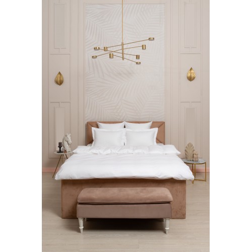 SH150 Постельное белье "ПАЛЛАДА" белый жаккард. Узор "Клетка" Семейный, GERMAN GRASS