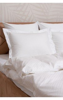 Пододеяльник "ПАЛЛАДА" белый жаккард. Узор "Клетка" 150x200, GERMAN GRASS