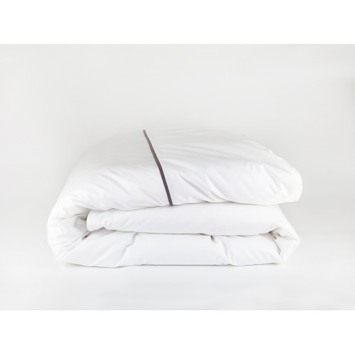 Пододеяльник "НОБИЛИС" белый с серой узкой отделкой 200x200, GERMAN GRASS