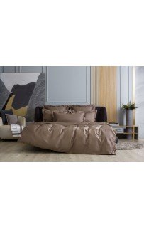 Постельное белье хлопок "АЛЛЮР" молочный шоколад Семейный простыня на резинке, GERMAN GRASS