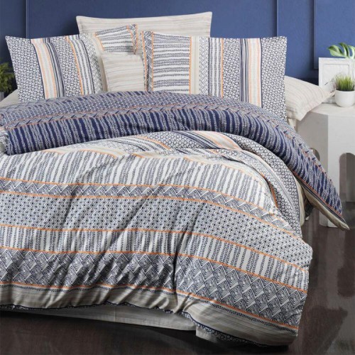 Постельное белье "Sarev Bazaar" ранфорс в пвх 1.5 спальное ARONA v3 Mavi (Акция)