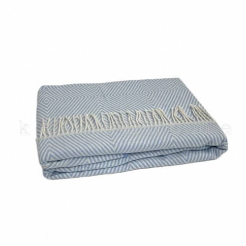 Плед KARVEN с бахромой 180*240 хлопок евро Р 939 v-1 голубой (Акция)
