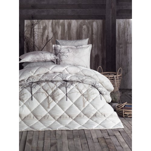 Комплект KARVEN (покрывало стеганное с принтом) хлопок евро 3 пр (260*240 / 50*70) Y 924 MIDAS v2 Bej (Акция)