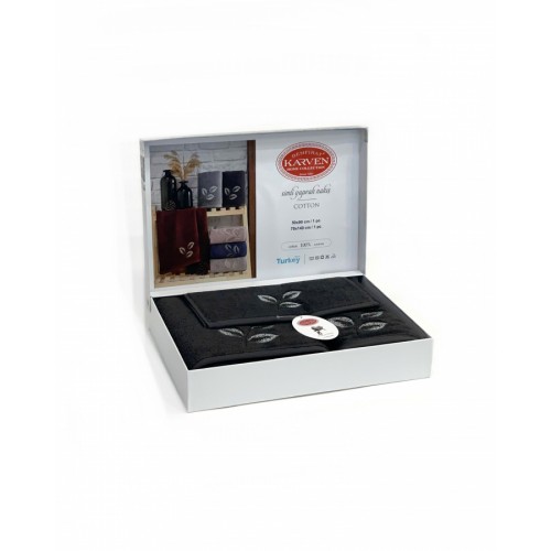 Набор полотенец Карвен " SIMLI" махра 50*90/70*140/30*50 HS 1680v4 antrasit/антрацит(акция)