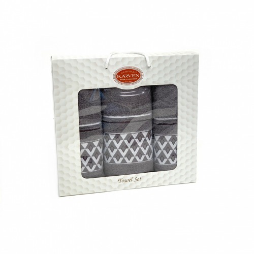 Набор полотенец Карвен "PIRAMIT" махра 50*90(2)/70*140 HS 1667 v7 серый