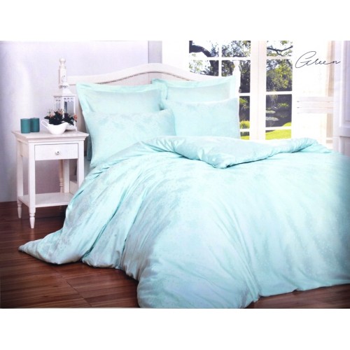 Постельное белье "Карвен" (жаккард) семейное (Green)