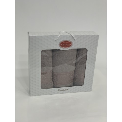 Набор полотенец Карвен "FLOSLU" махра 50*90(2)/70*140 HS 1700 v3 т/ бежевый (Акция)