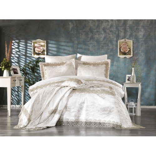 Комплект ZEBRA "ZEN" (покрывало+постельное белье) с гипюром евро Y 735