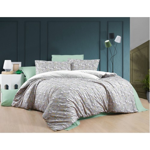 Постельное белье "Sarev Bazaar"ранфорс евро "BLOSSOM" v1 Gri (Акция)