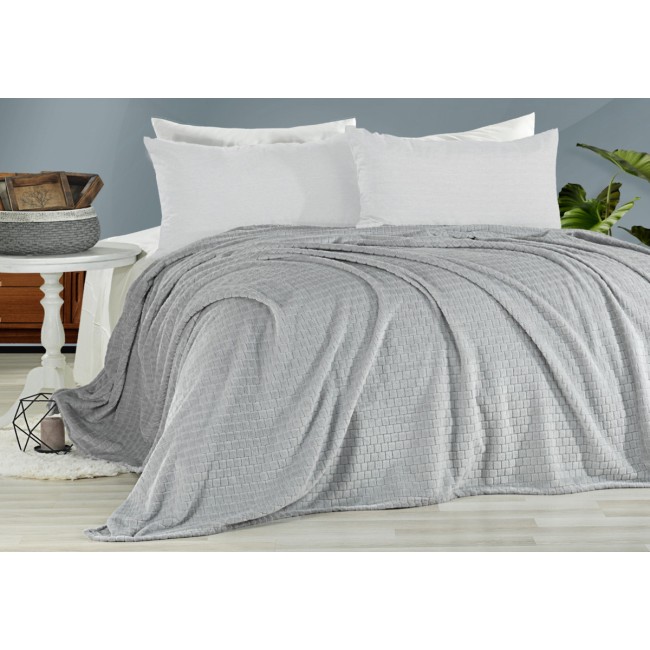 Плед KARVEN Super Soft "MELINDA" 200*220 п/э евро Р 942 серый (Акция).