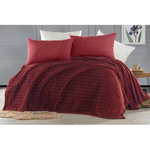 Плед KARVEN Super Soft "BENZIA" 200*220 п/э евро Р 944 бордовый (Акция).
