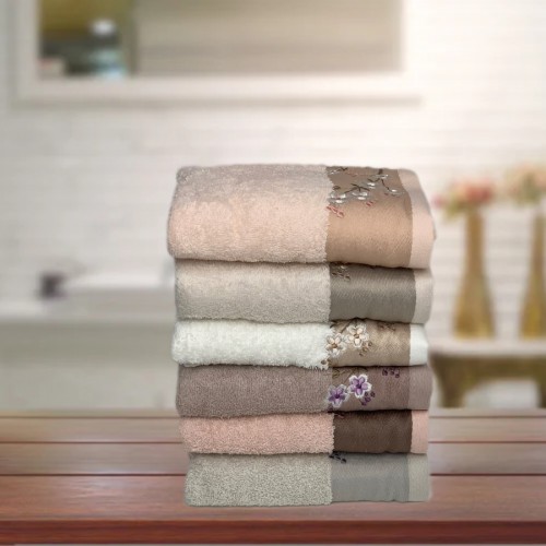 Полотенеце Карвен 70*140 1шт.махра с вышивкой H 7001 BAHAR DALI (Акция)