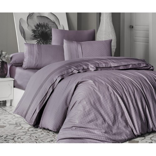 Постельное белье (Сатин де люкс) евро (Square Leylak)