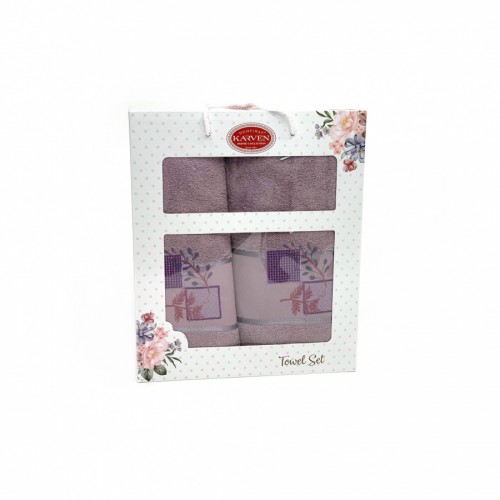 Набор полотенец Карвен "KARELI CICEK" махра 50*90/70*140 HS1634 v9 сиреневый(акция)