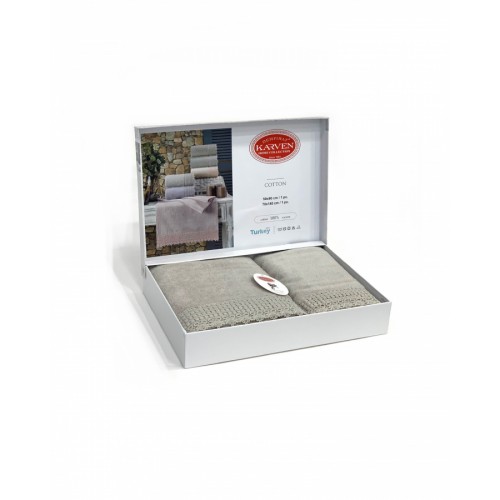 Набор полотенец Карвен " QUEEN" махра 50*90/70*140 HS 1672v2 a.yesil/бежевый