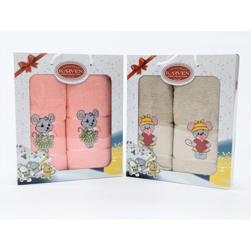 Набор полотенец Карвен " Мыши" махра 50*90/70*140 HS 1530 (Акция)