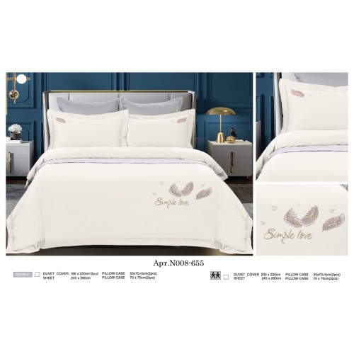 Постельное белье "Карвен" сатин с вышивкой семейный (655) (7пр.) (Акция)