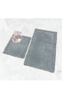 Набор ковриков для ванной Карвен K.M.DUZ/с бахрамой 60*100-60*50 KV 425 gri/серый