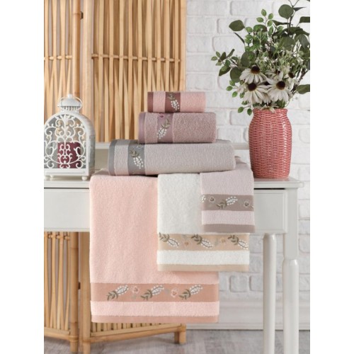 Полотенеце Карвен 70*140 1шт.махра с вышивкой H 7001 SARDUNYA (Акция)